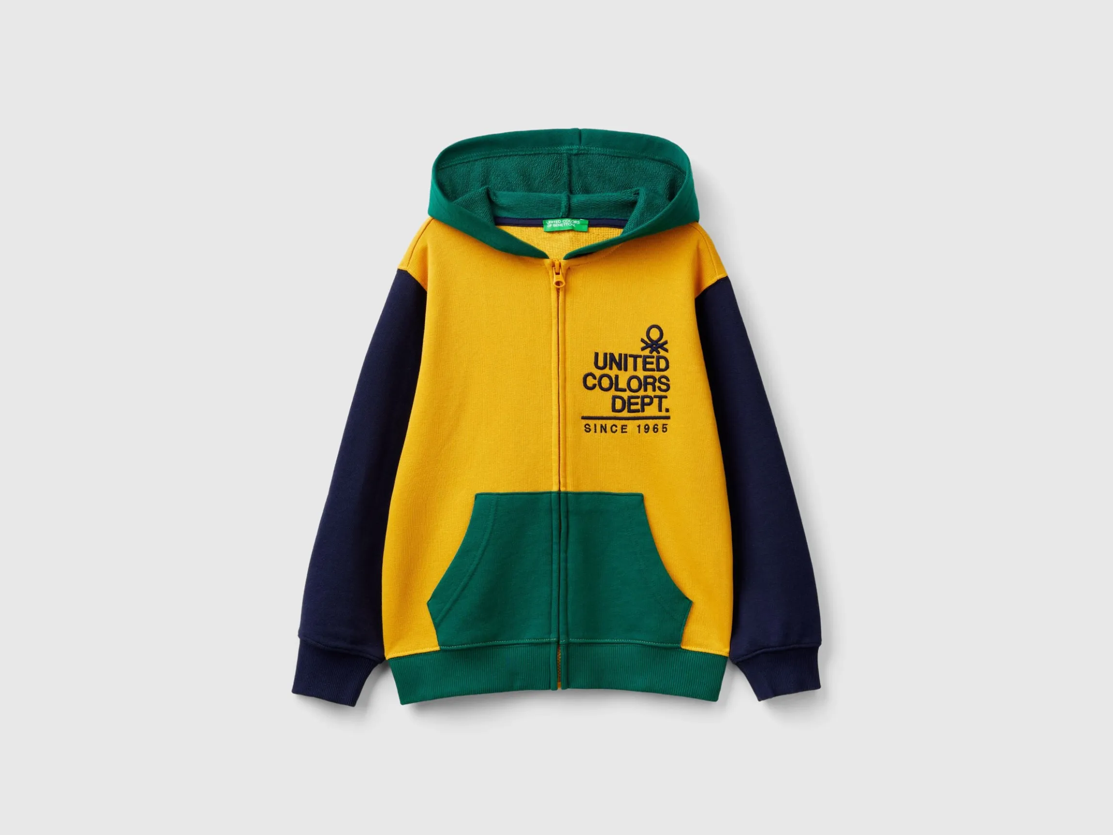 Hoodie with zip and embroidered logo