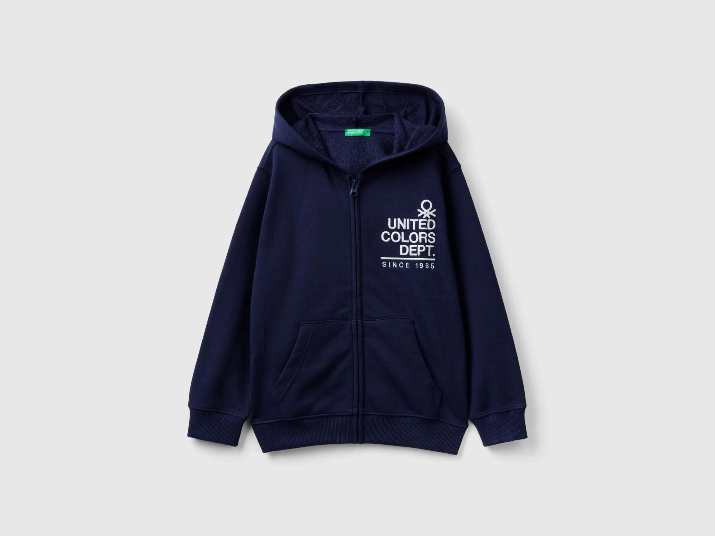 Hoodie with zip and embroidered logo