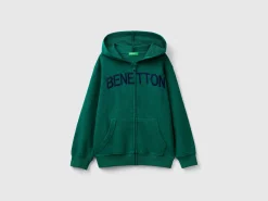 Hoodie with zip and embroidered logo