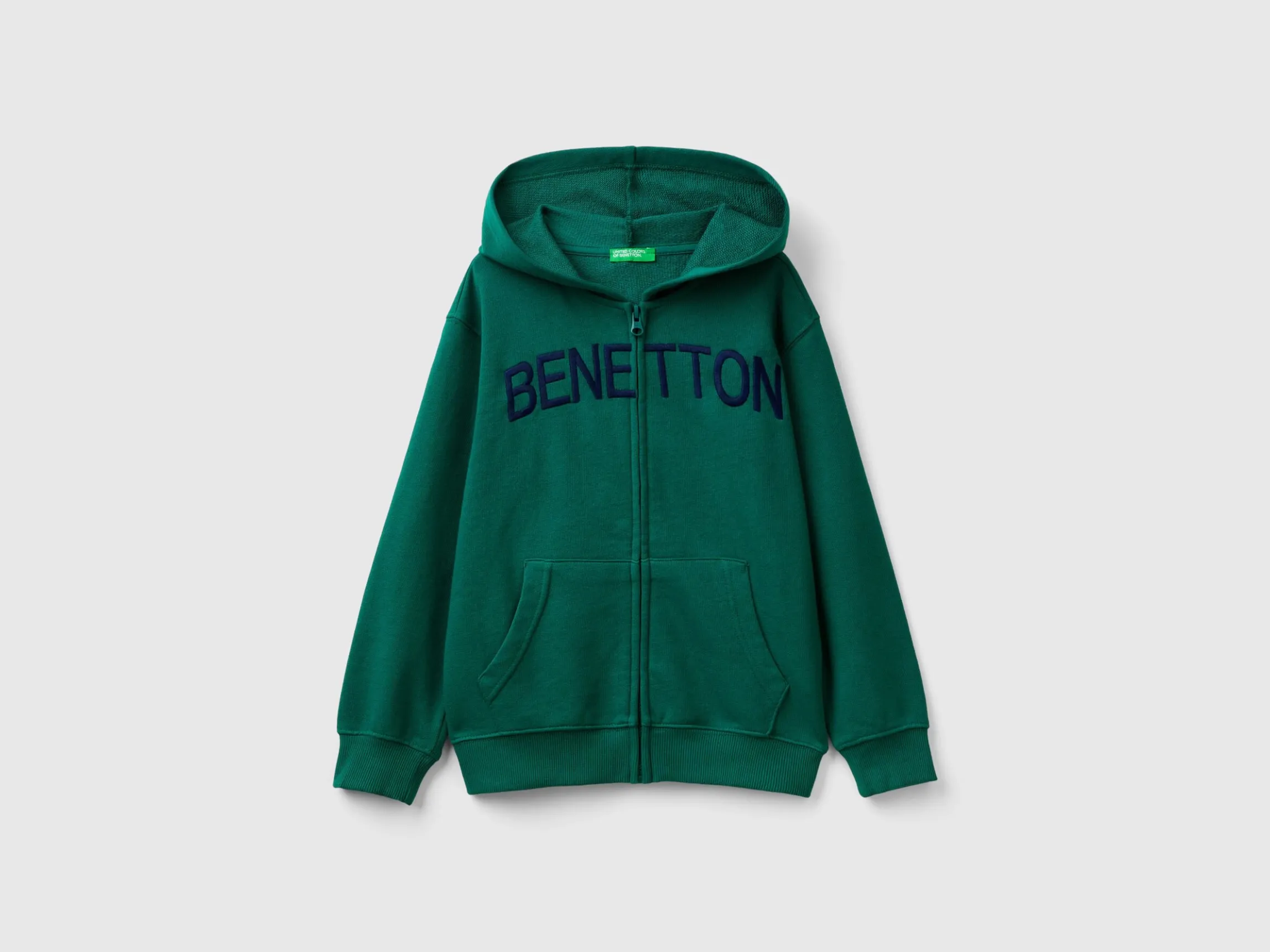 Hoodie with zip and embroidered logo