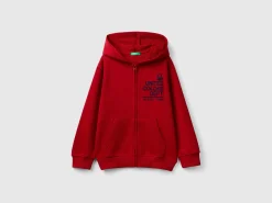 Hoodie with zip and embroidered logo