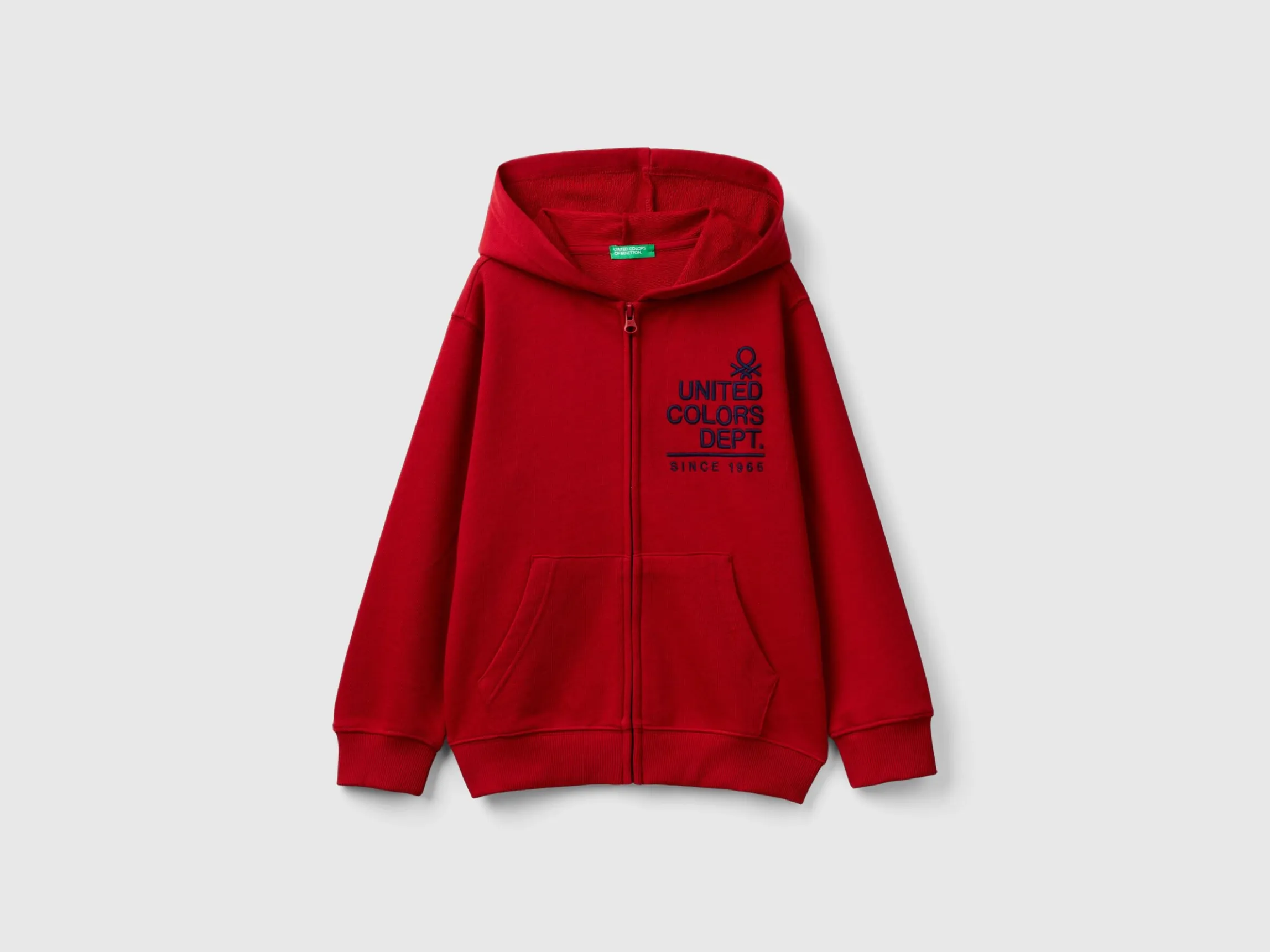 Hoodie with zip and embroidered logo