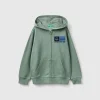 Hoodie with zip and embroidered logo