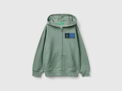 Hoodie with zip and embroidered logo