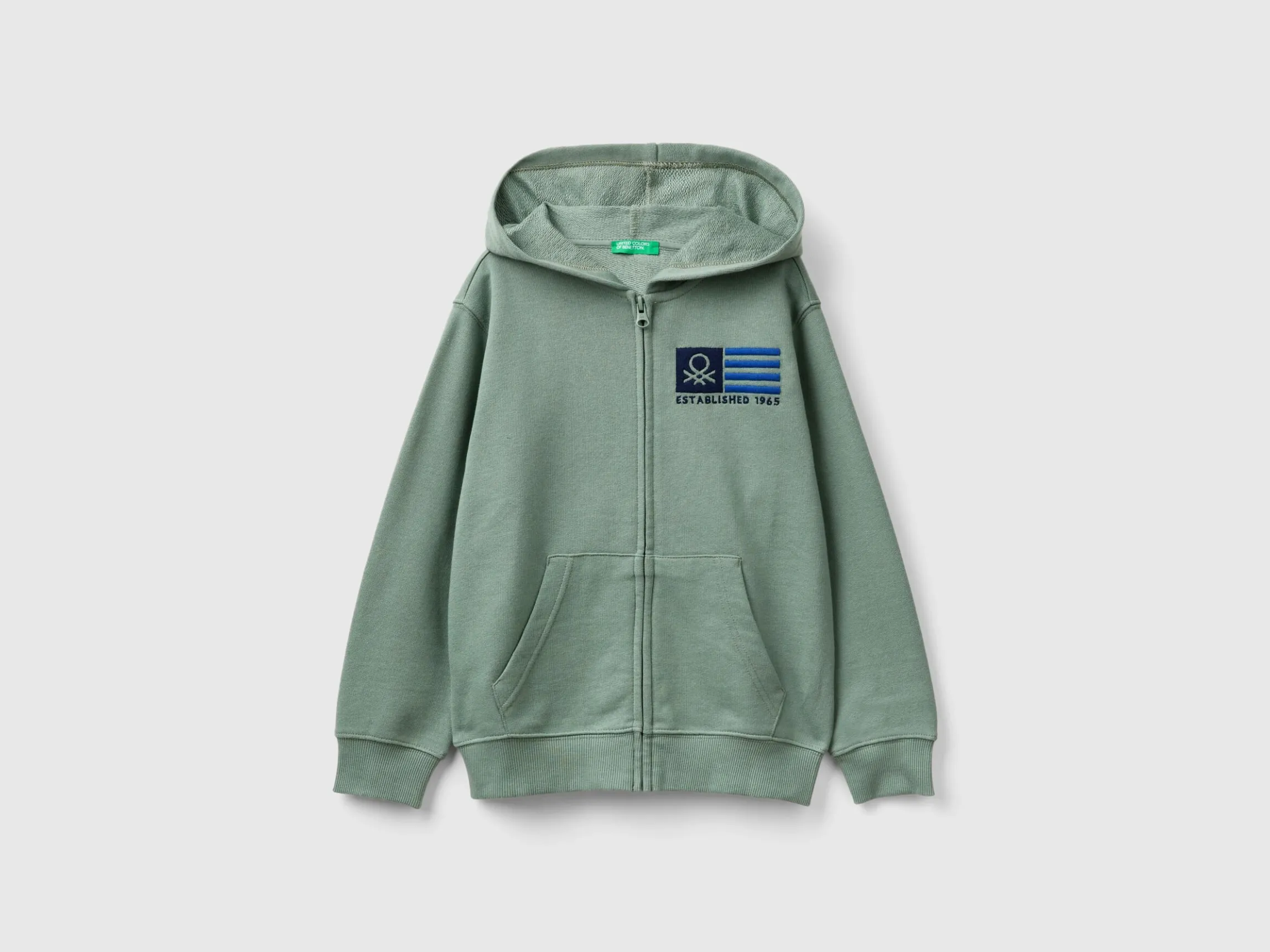 Hoodie with zip and embroidered logo
