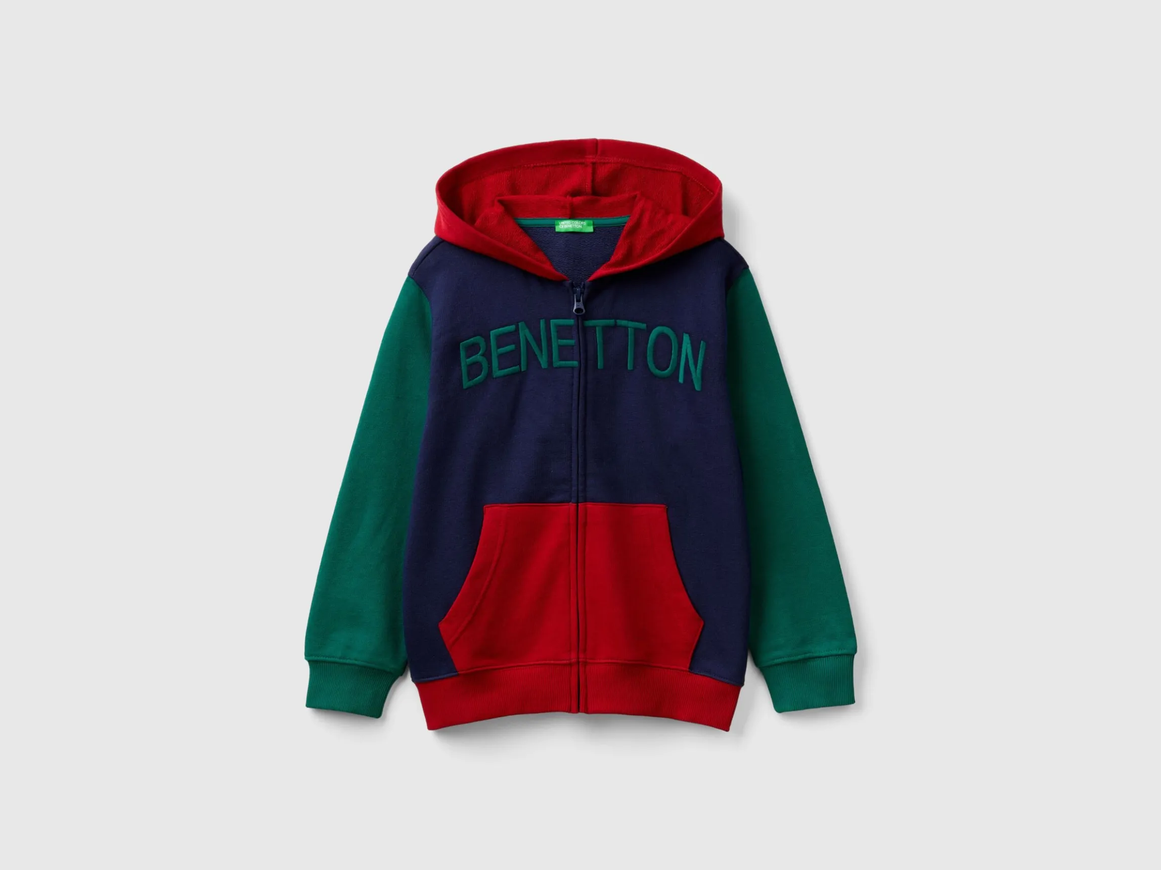 Hoodie with zip and embroidered logo