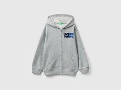 Hoodie with zip and embroidered logo