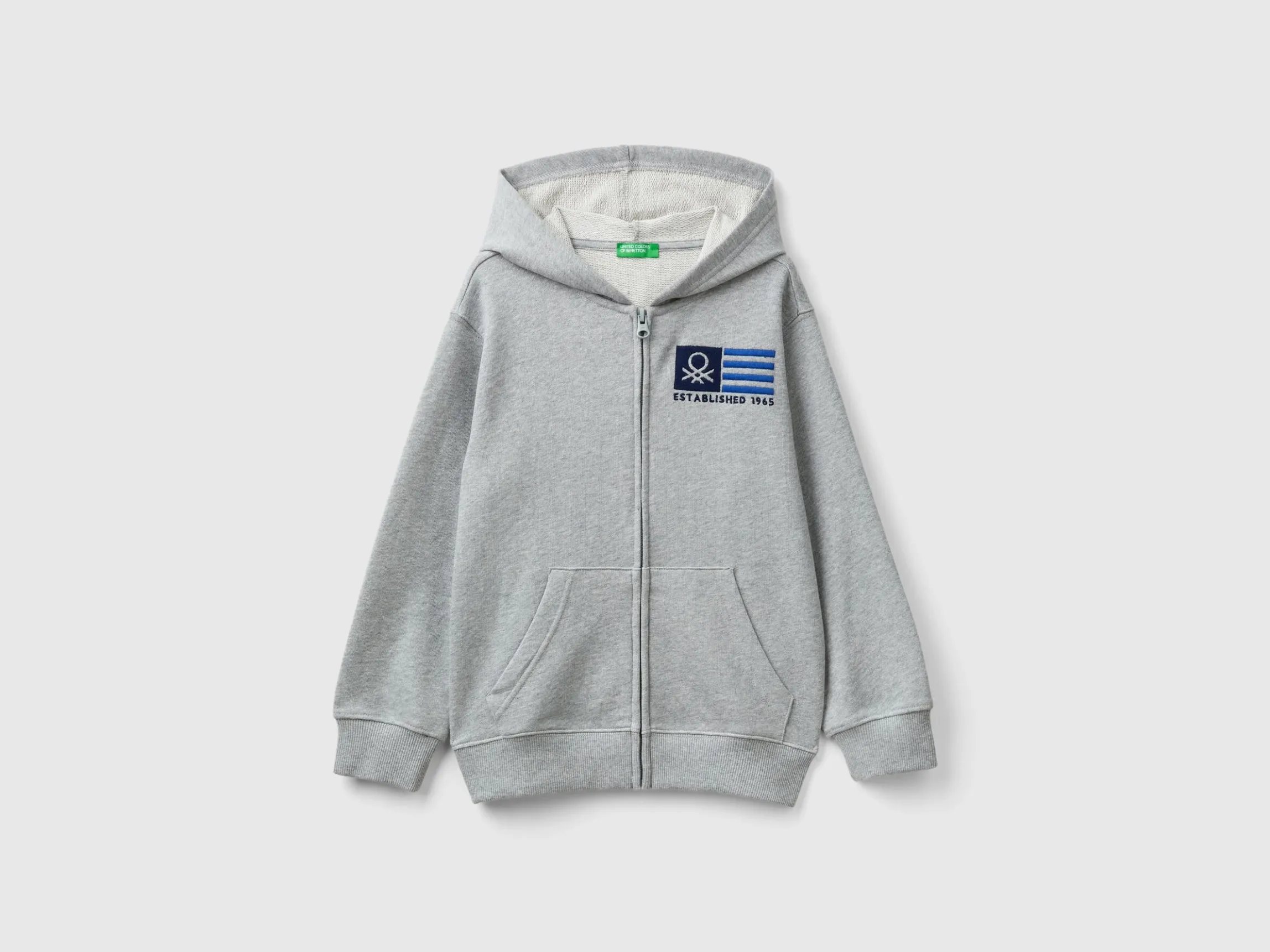 Hoodie with zip and embroidered logo