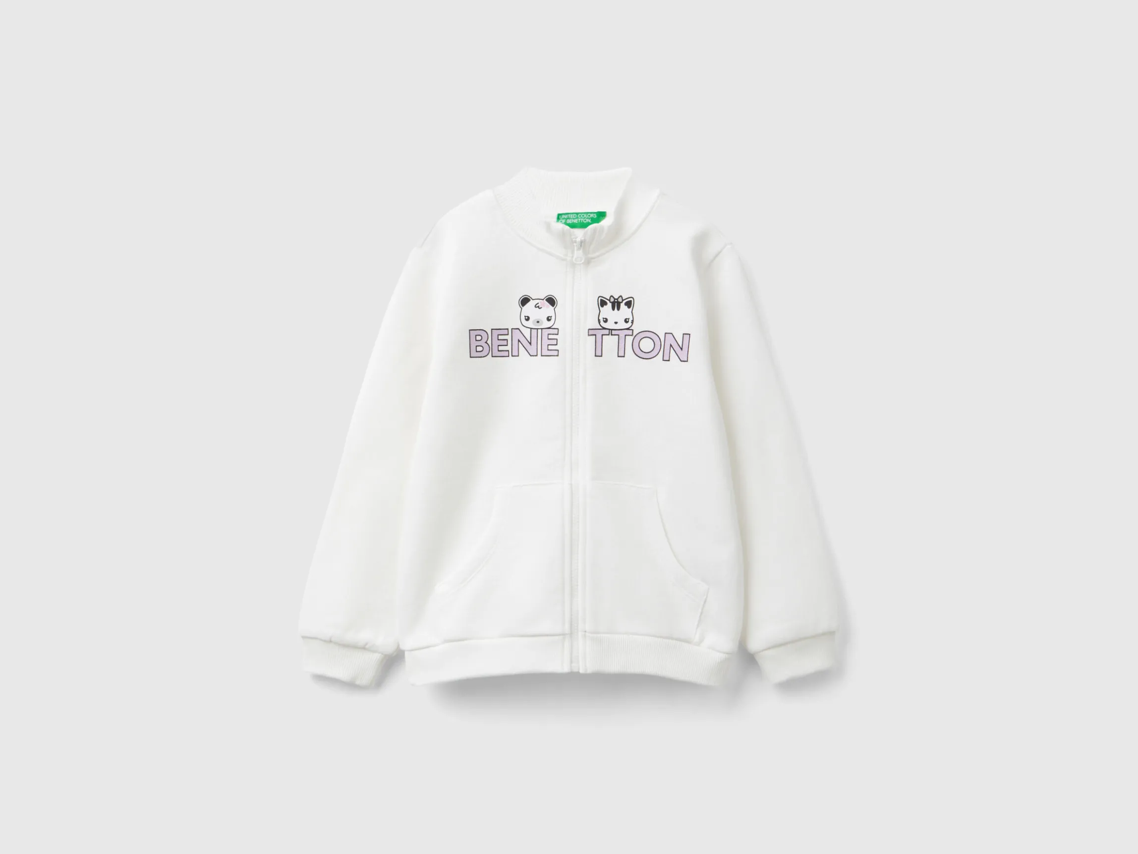 Hoodie with zip in organic cotton
