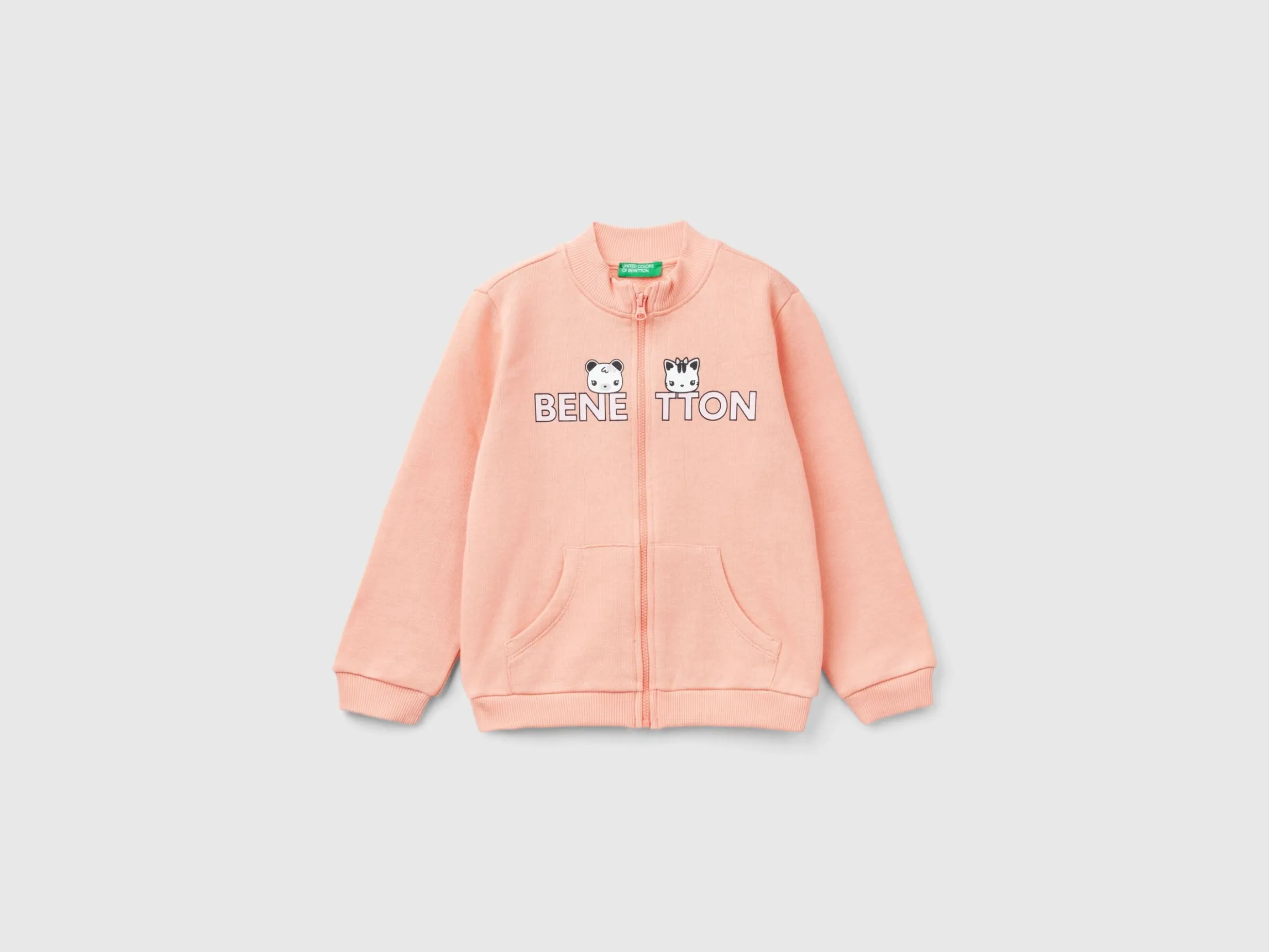 Hoodie with zip in organic cotton