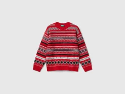 Jacquard sweater in wool blend