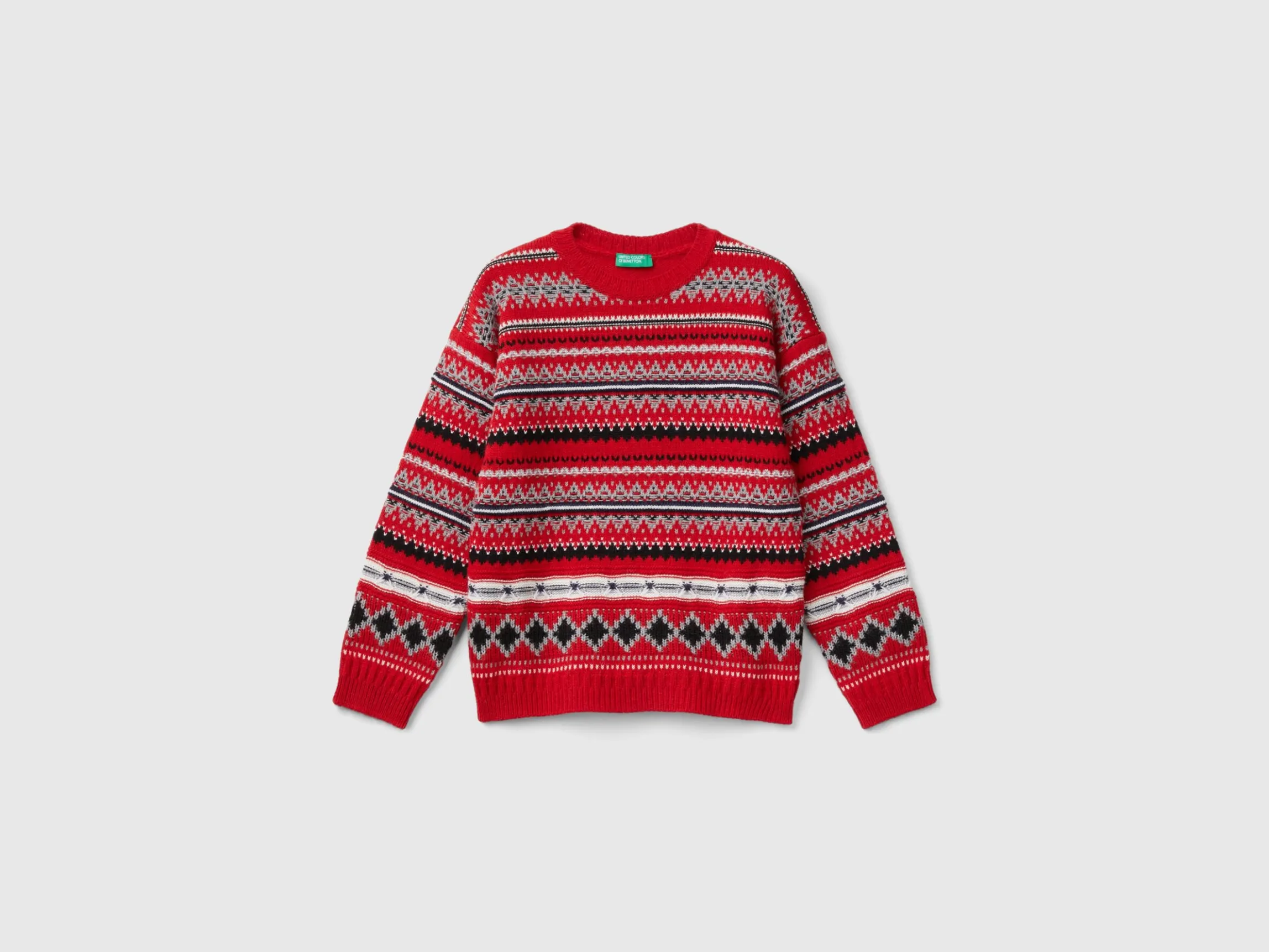 Jacquard sweater in wool blend