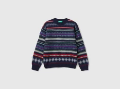 Jacquard sweater in wool blend