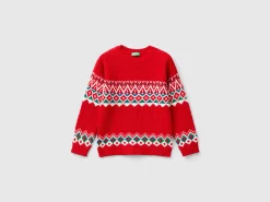 Jacquard sweater in wool blend