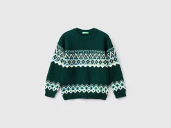 Jacquard sweater in wool blend
