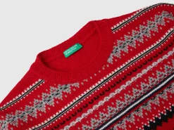 Jacquard sweater in wool blend