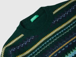 Jacquard sweater in wool blend