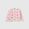 Jacquard sweater with hearts and clouds