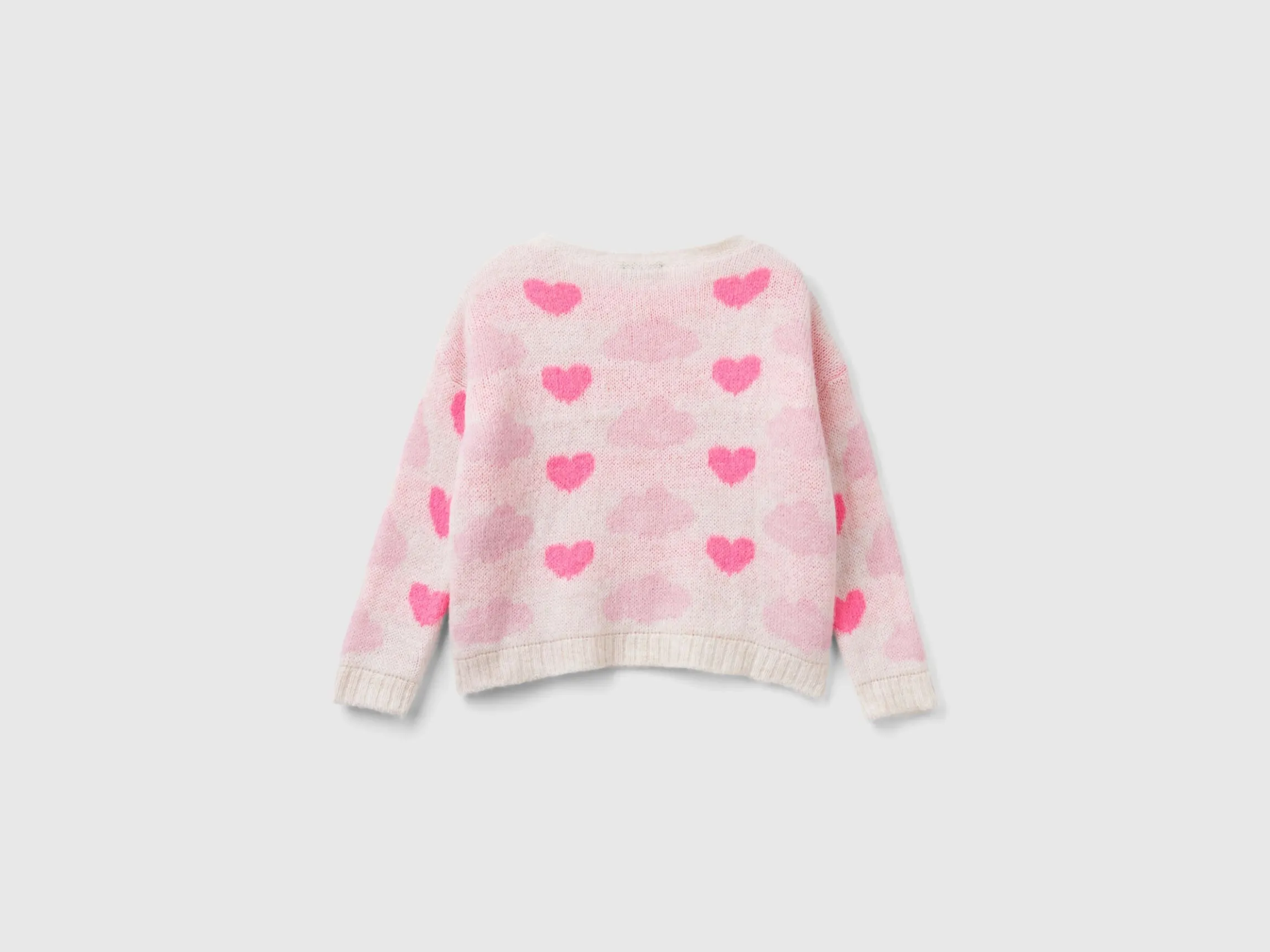 Jacquard sweater with hearts and clouds