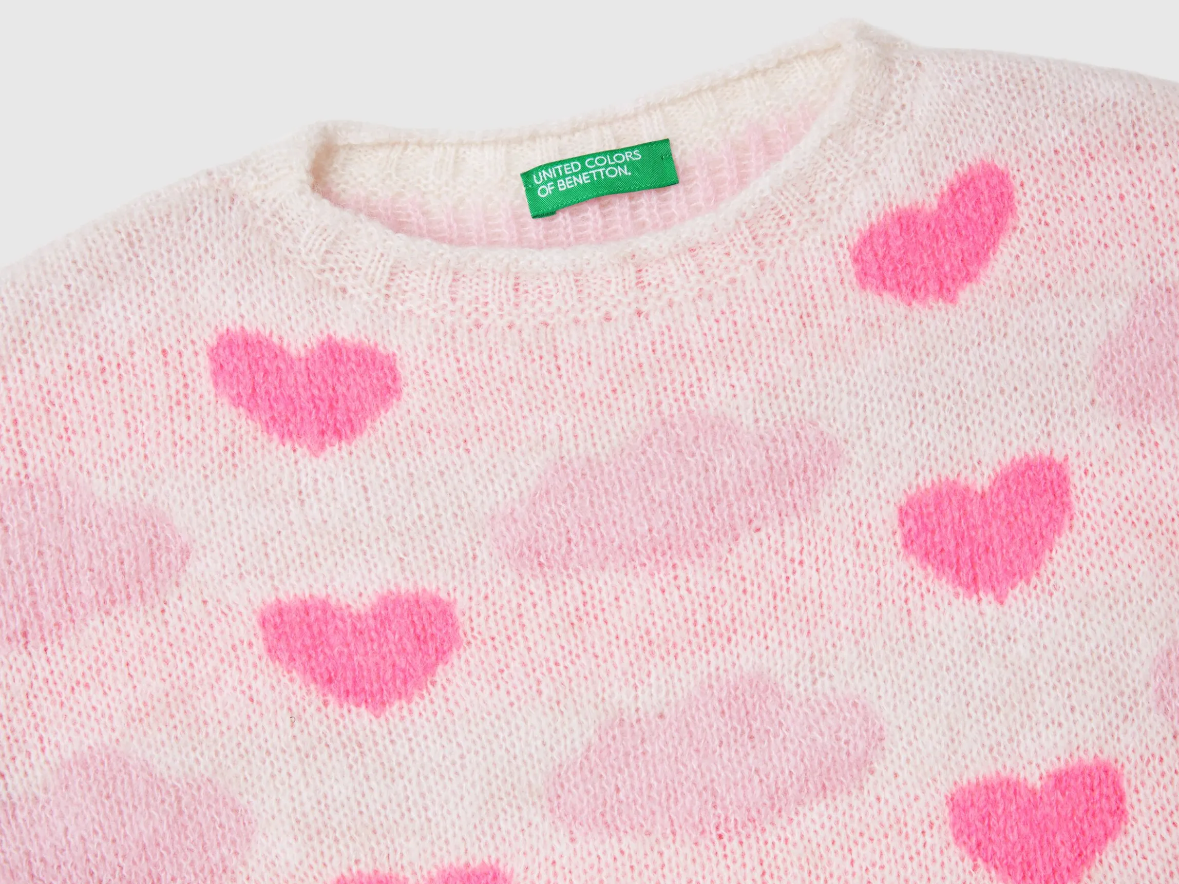 Jacquard sweater with hearts and clouds