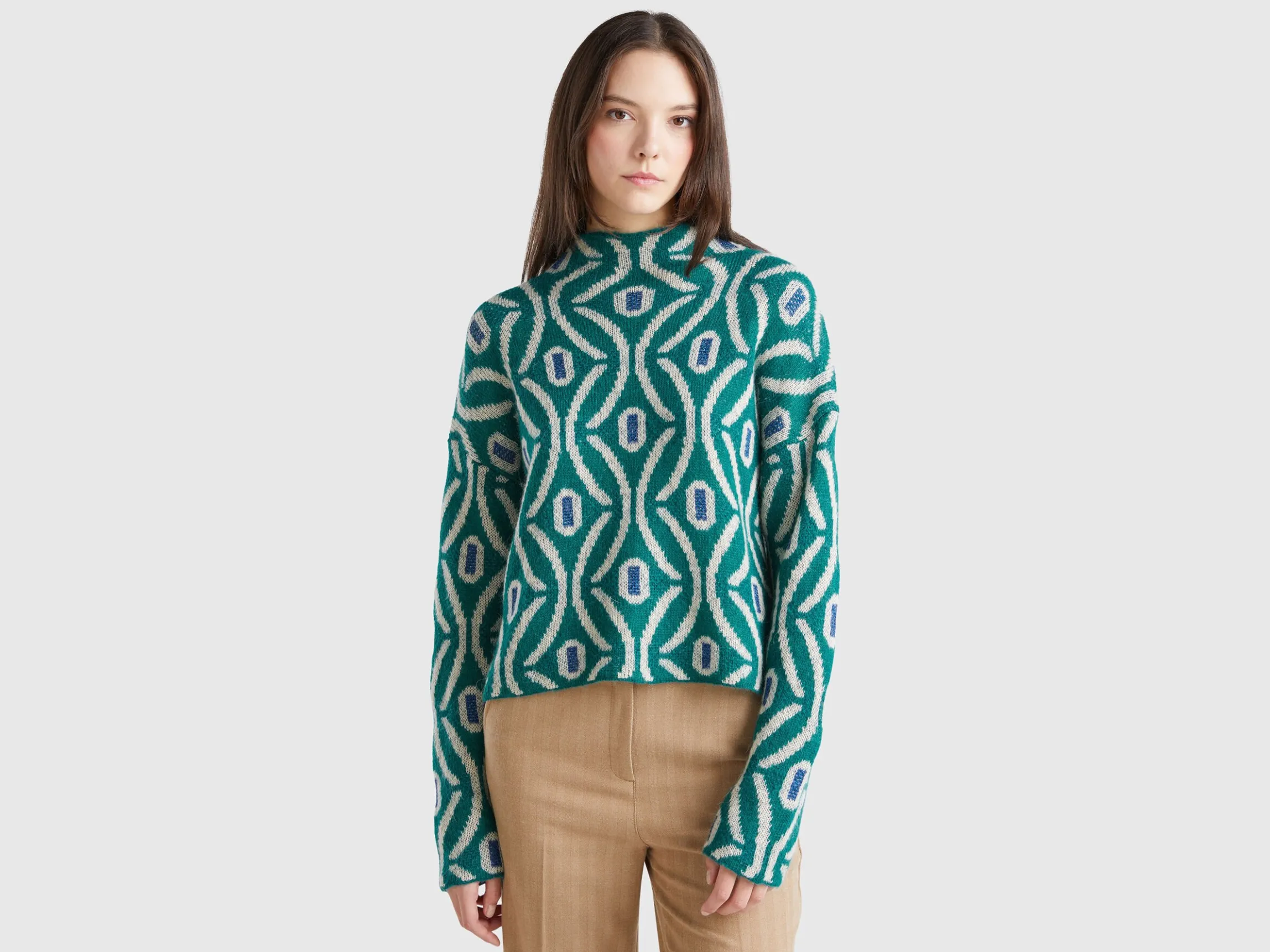 Jacquard turtle neck sweater