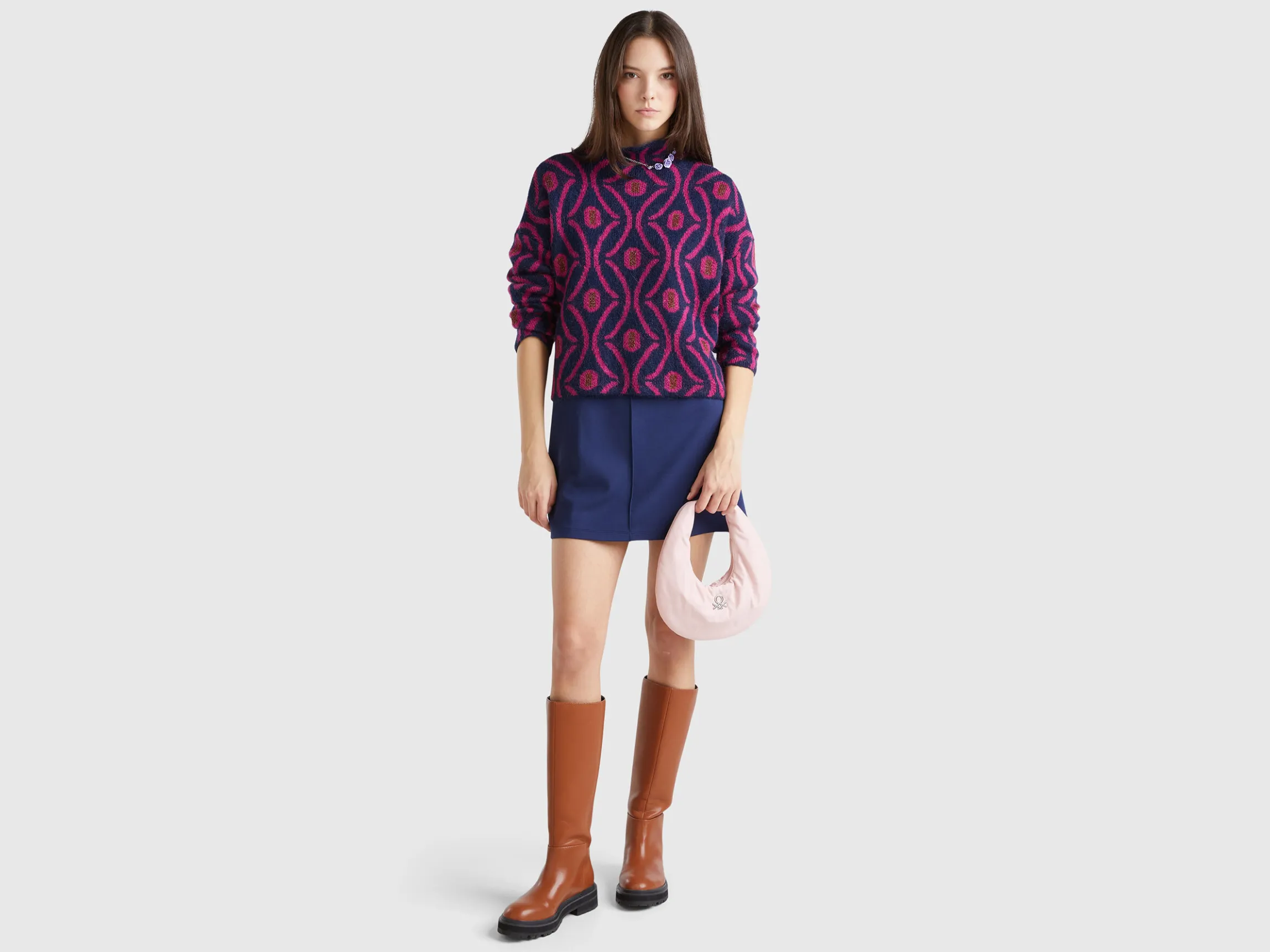 Jacquard turtle neck sweater