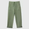 Joggers in cotton blend with drawstring