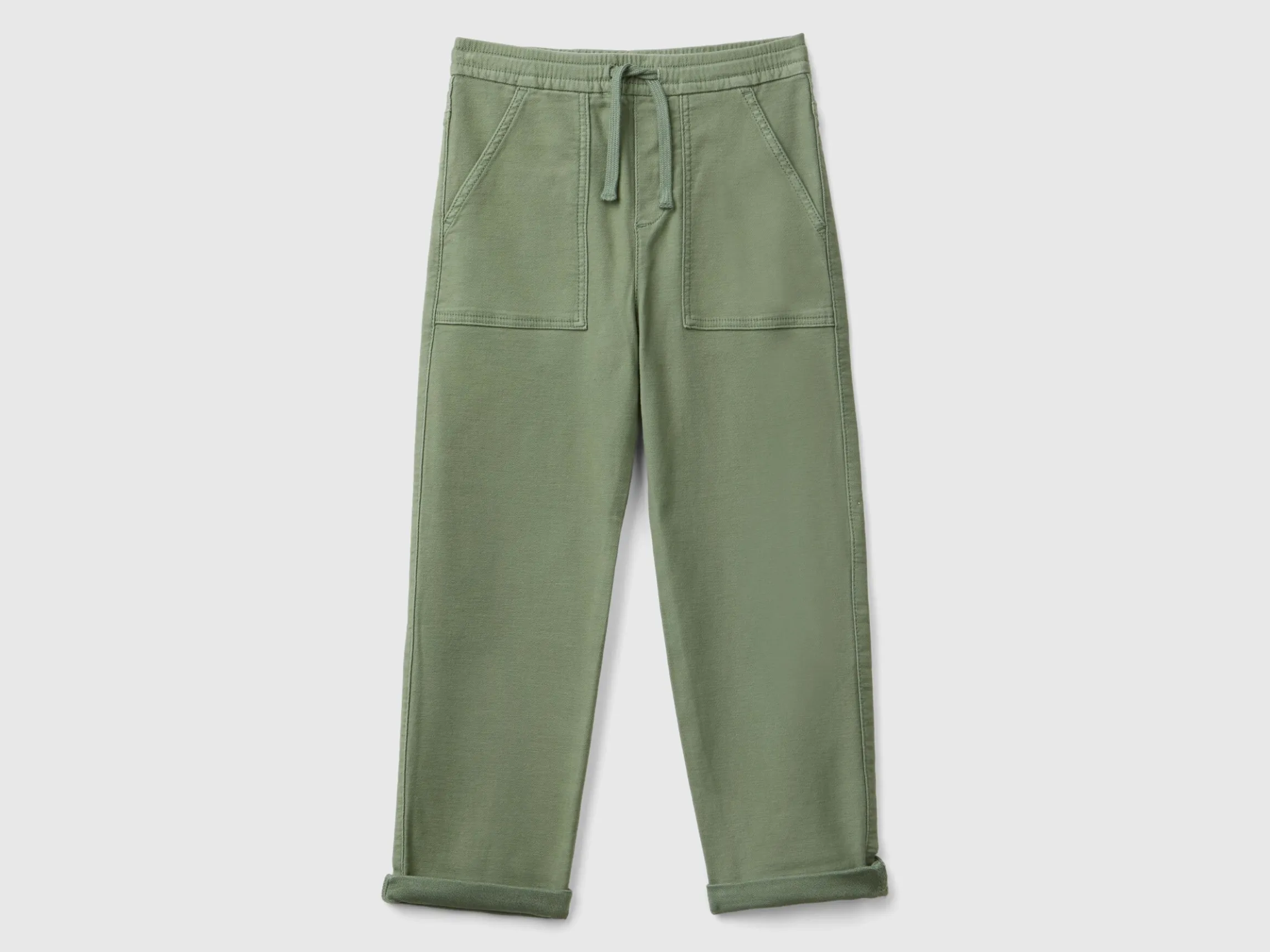 Joggers in cotton blend with drawstring