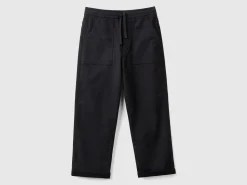 Joggers in cotton blend with drawstring