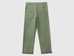Joggers in cotton blend with drawstring