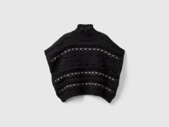 Knit cape with lurex