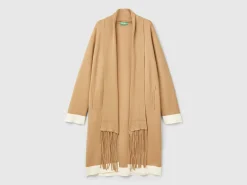 Knit coat with fringe