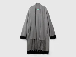 Knit coat with fringe