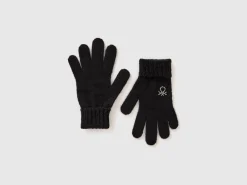 Knit gloves with logo