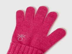Knit gloves with logo