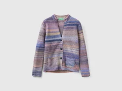 Knit jacket in multicolor wool blend
