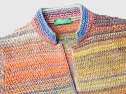 Knit jacket in multicolor wool blend