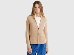 Knit jacket in wool and cashmere blend