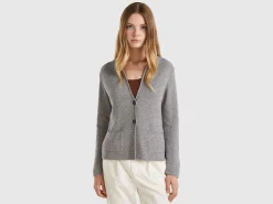 Knit jacket in wool and cashmere blend