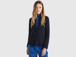 Knit jacket in wool and cashmere blend
