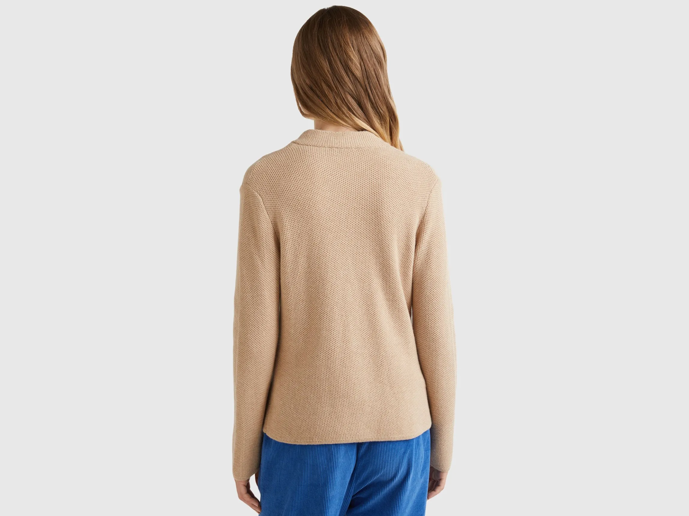 Knit jacket in wool and cashmere blend