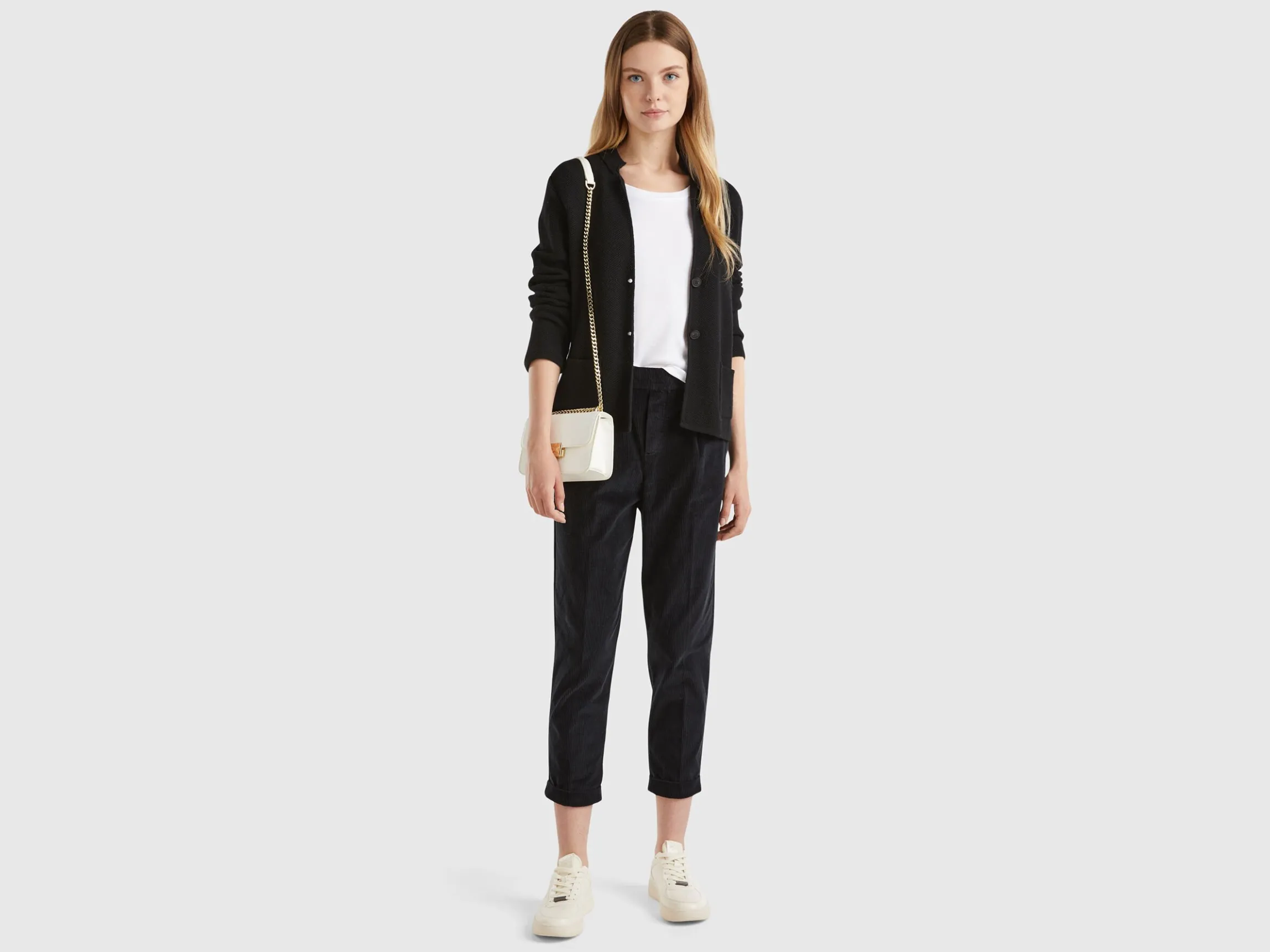 Knit jacket in wool and cashmere blend