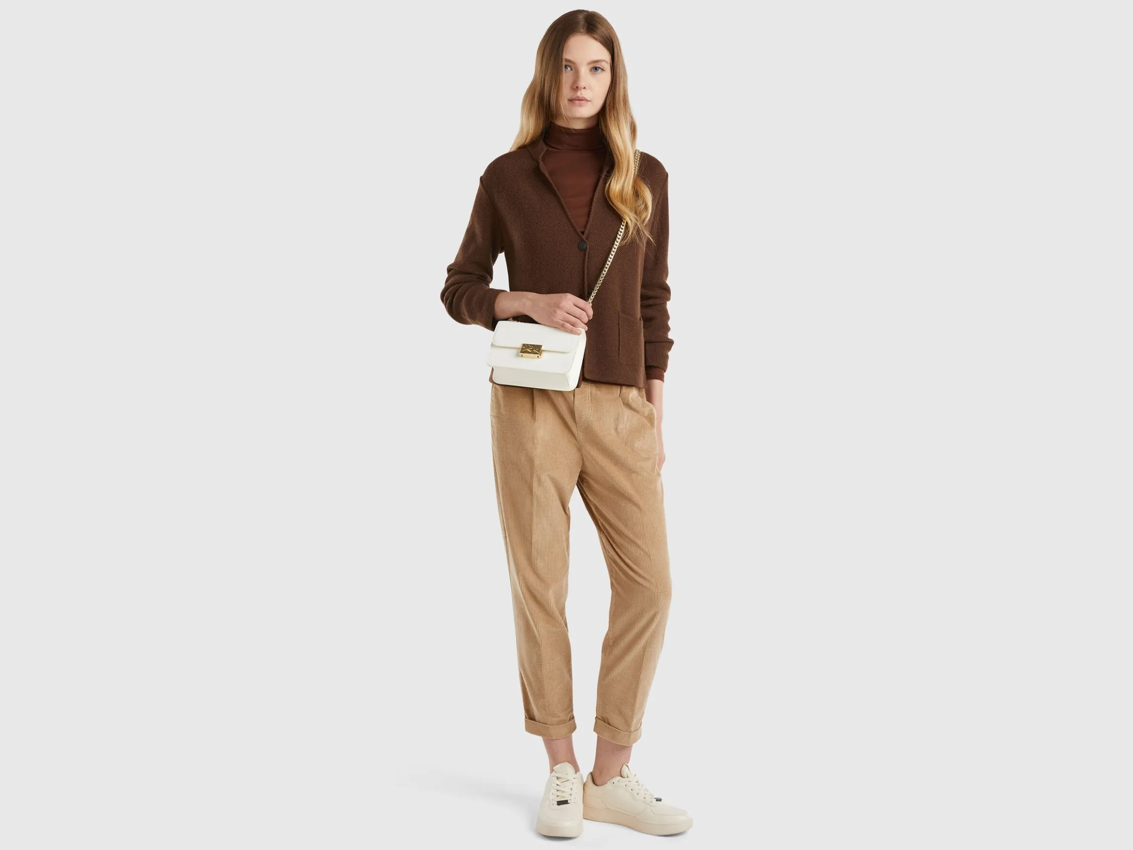 Knit jacket in wool and cashmere blend