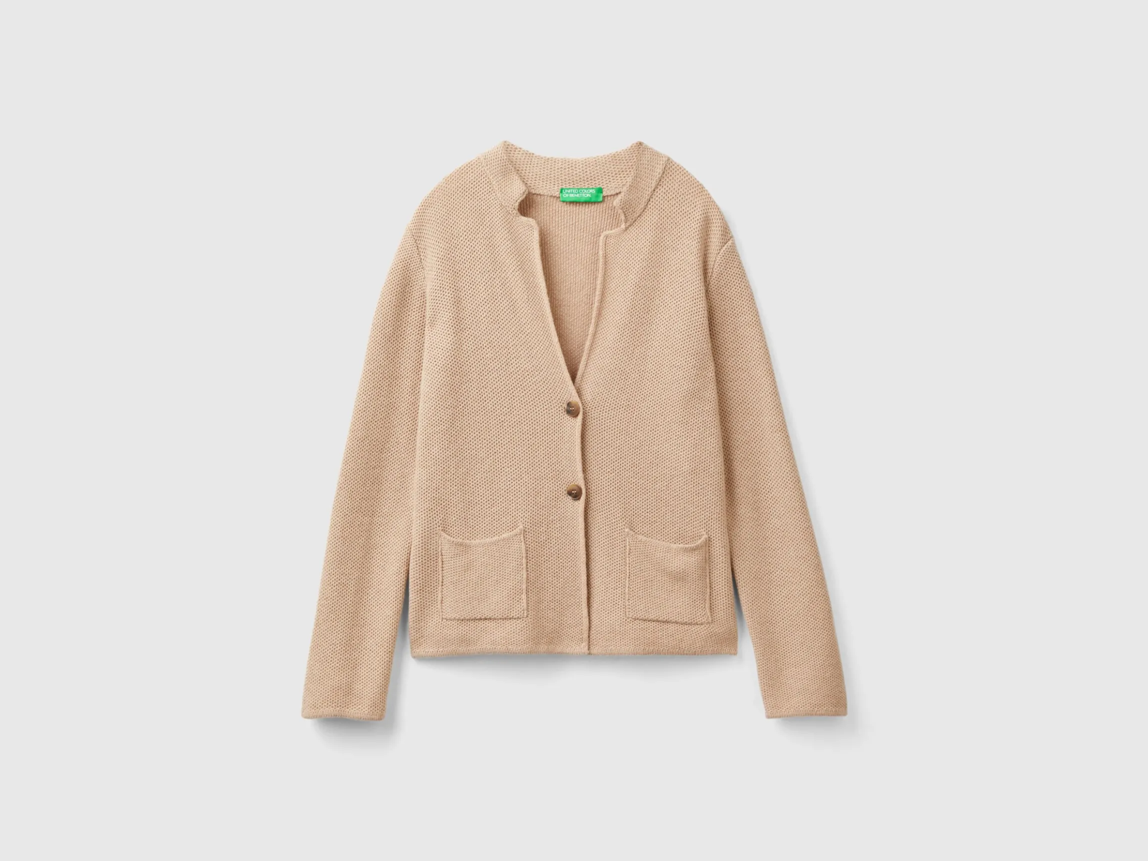Knit jacket in wool and cashmere blend