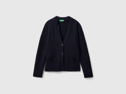 Knit jacket in wool and cashmere blend