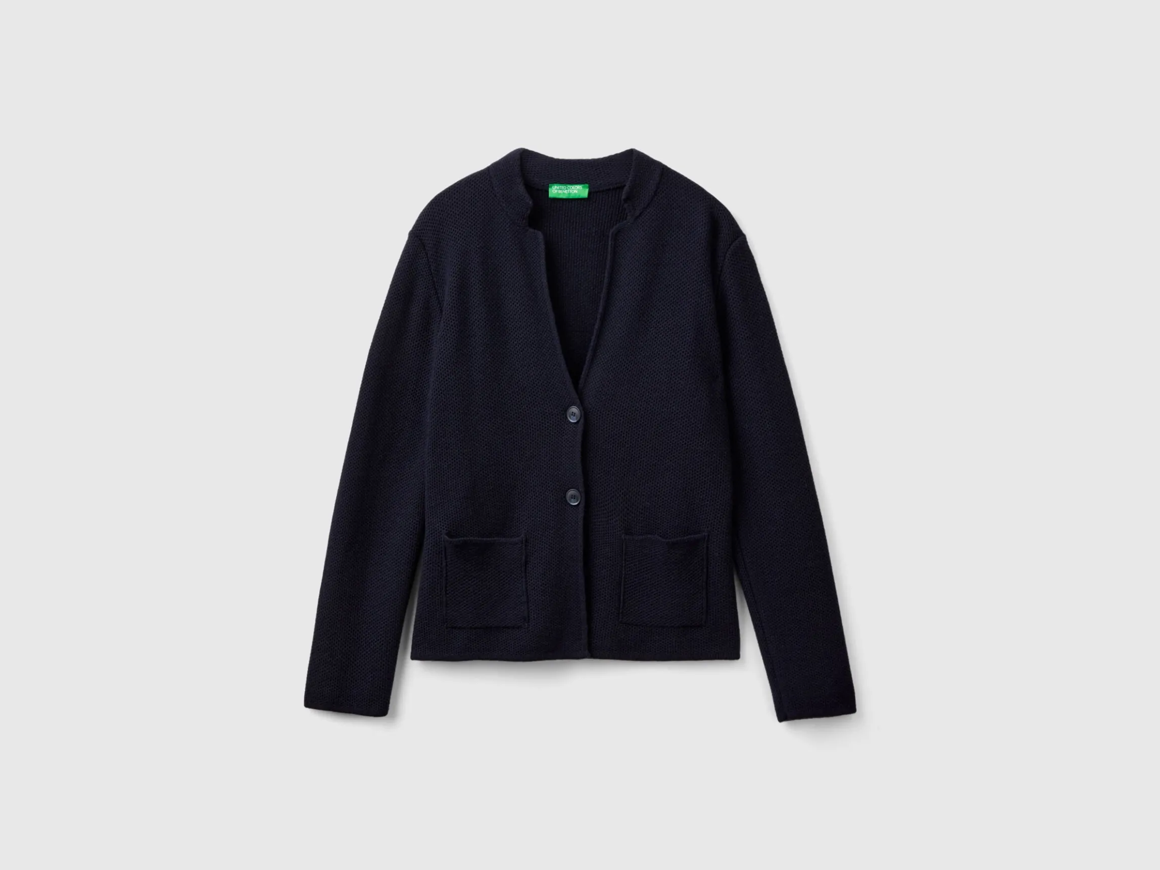 Knit jacket in wool and cashmere blend