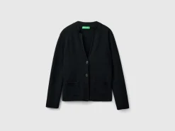 Knit jacket in wool and cashmere blend