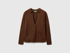 Knit jacket in wool and cashmere blend