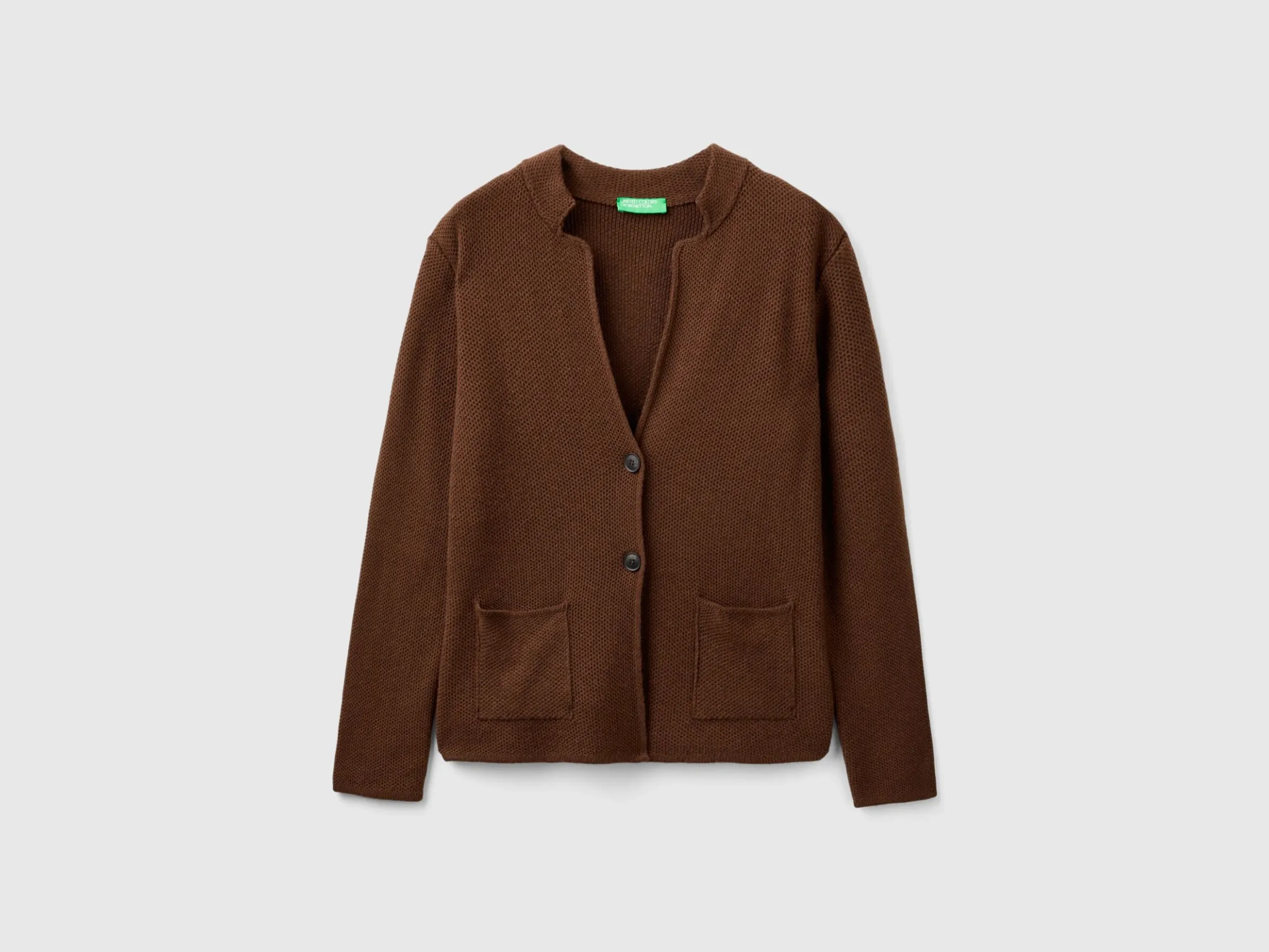 Knit jacket in wool and cashmere blend