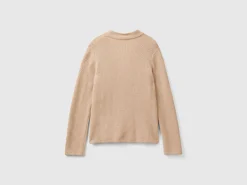 Knit jacket in wool and cashmere blend